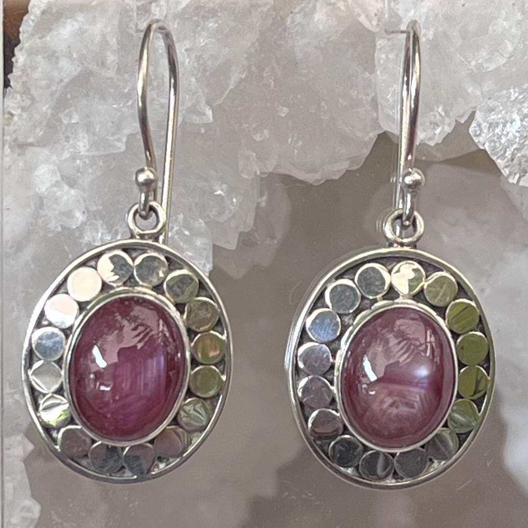 Earrings Star Ruby Dots 3.2 cm