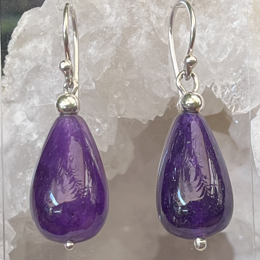 Earrings Amethyst Teardrop 3.8 cm