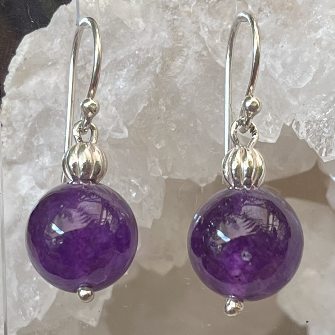 Earrings Amethyst Sphere 3.2 cm