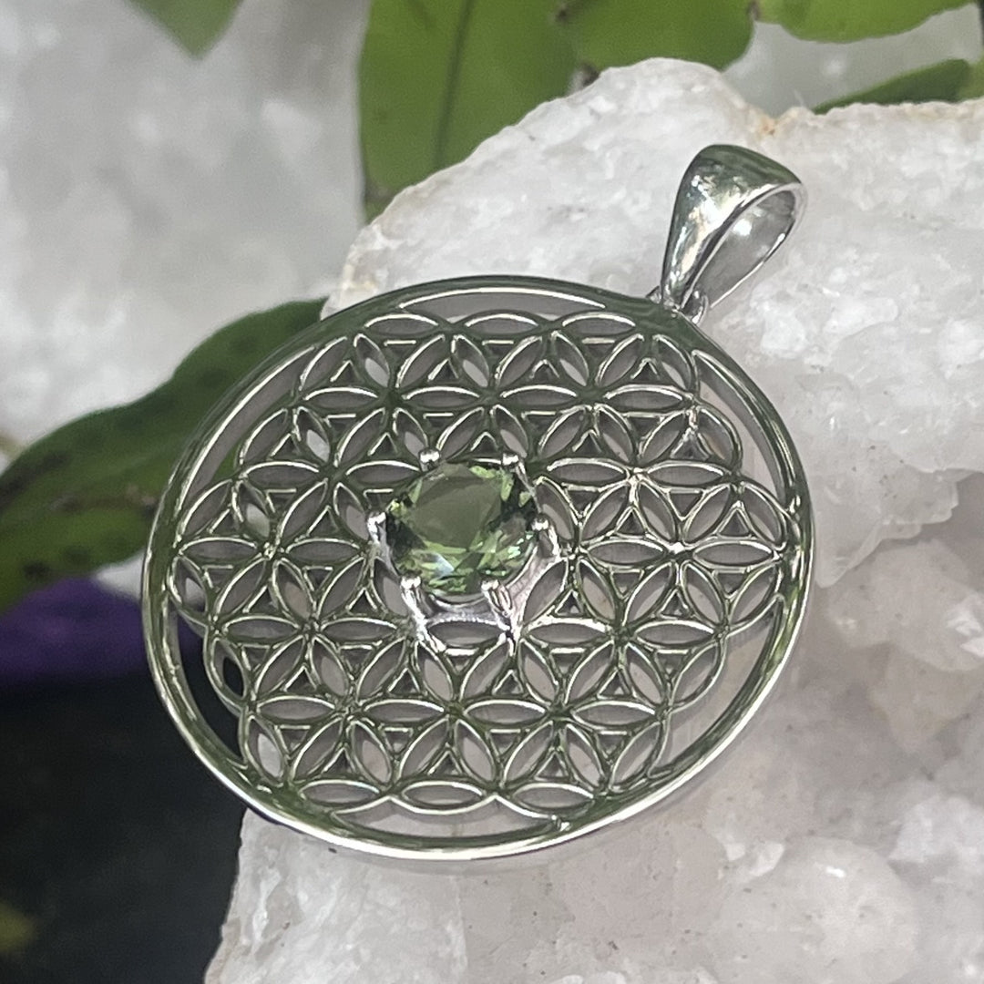 Pendant Moldavite Flower of Life 4.1 cm