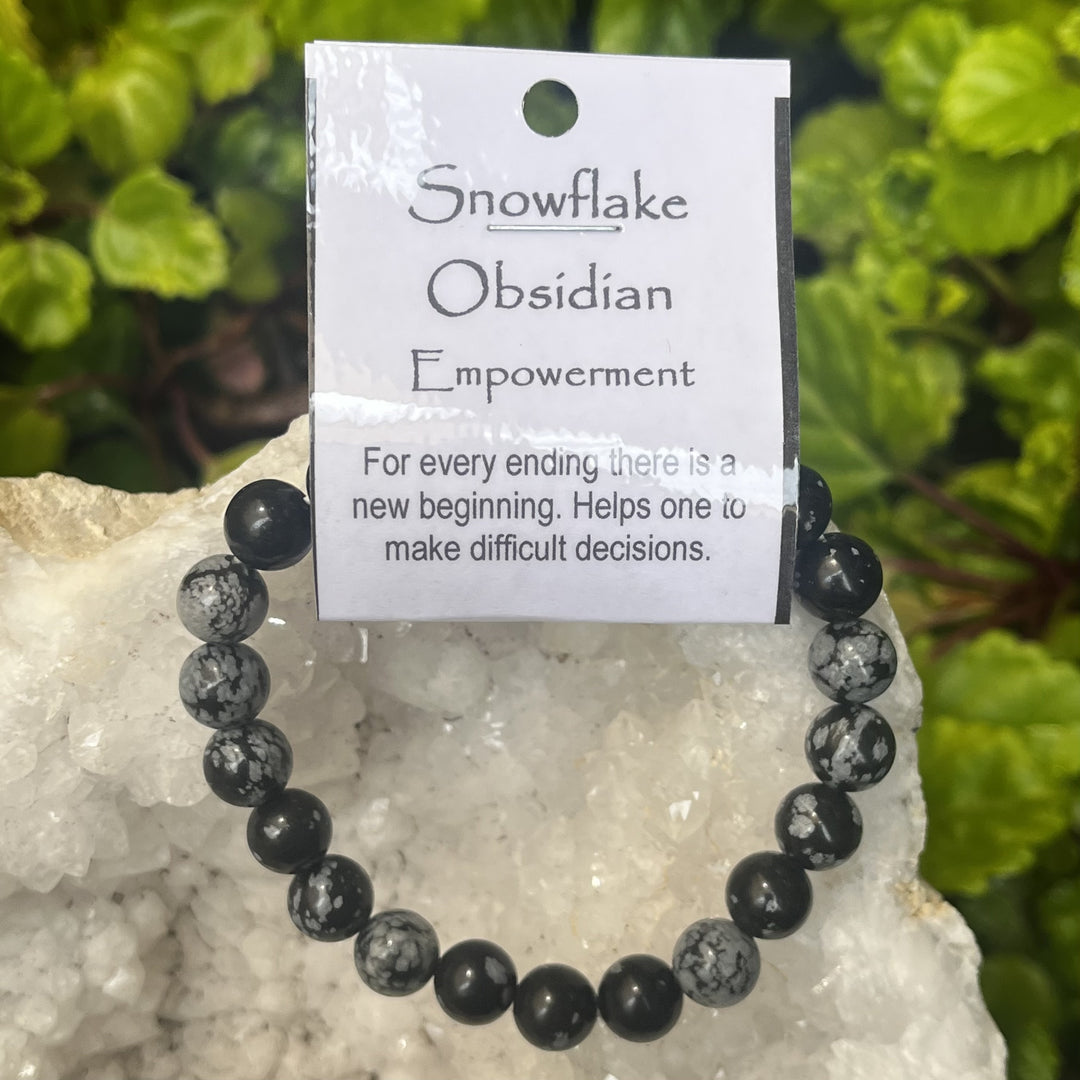 Bracelet Snowflake Obsidian 8mm Beads