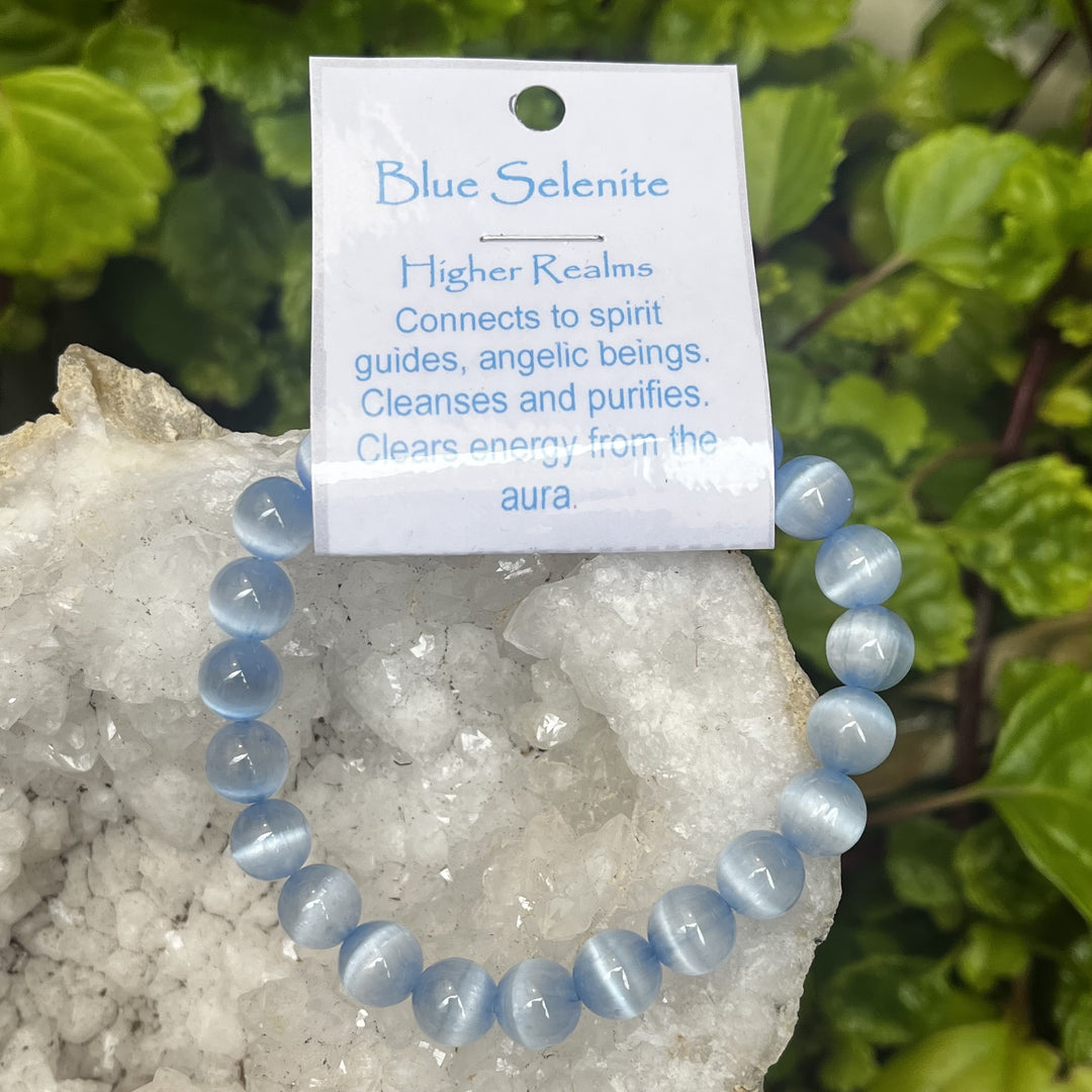 Bracelet Blue Selenite 8mm Beads