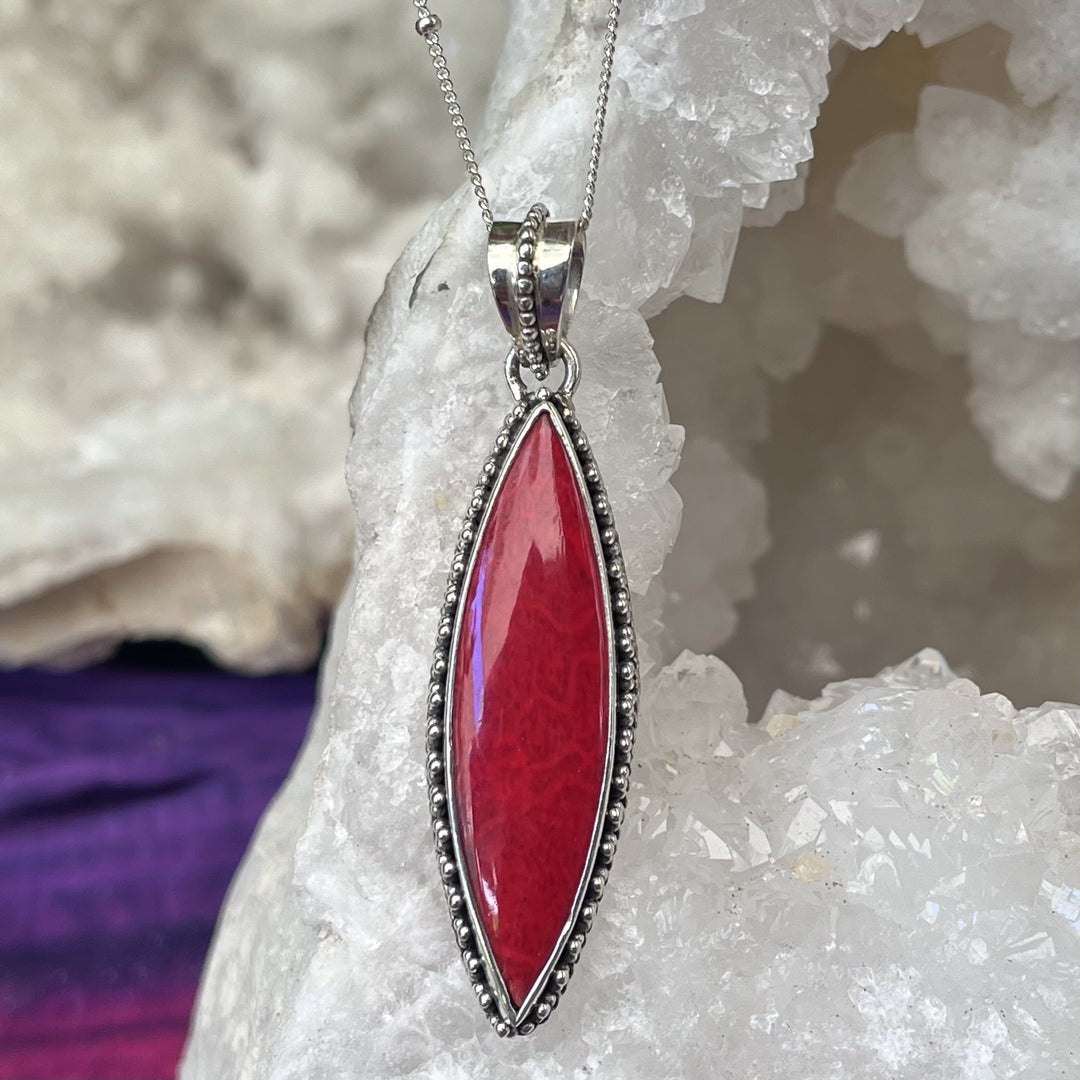 Necklace Red Coral Dot Pattern