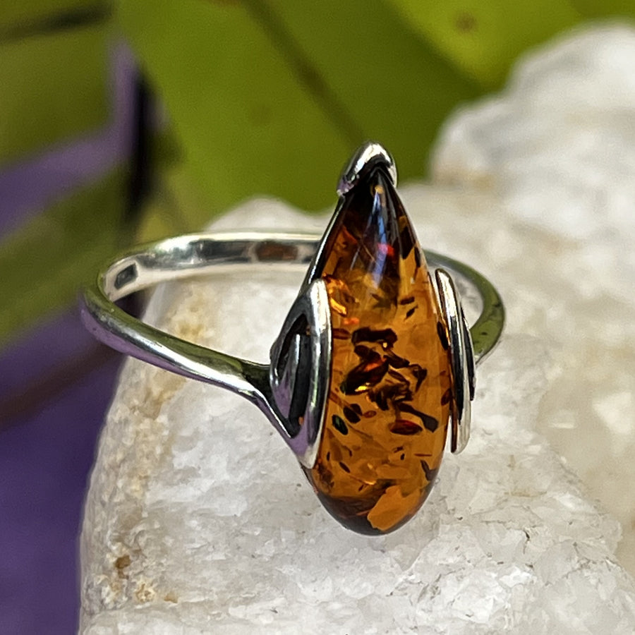 Ring Amber Teardrop 1.7 cm | Carpe Diem With Remi