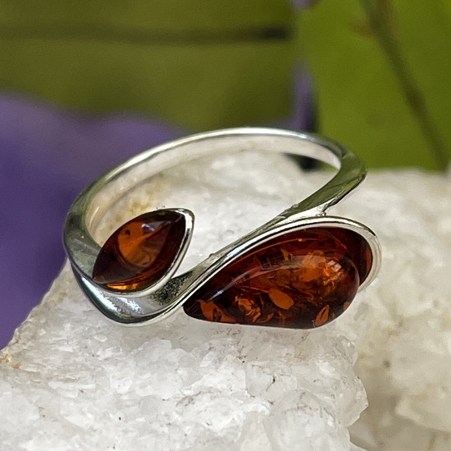 Ring Amber Teardrop 2 Stone | Carpe Diem With Remi