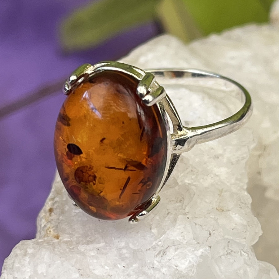 Ring Amber Oval Claw Setting 1.5 cm | Carpe Diem With Remi
