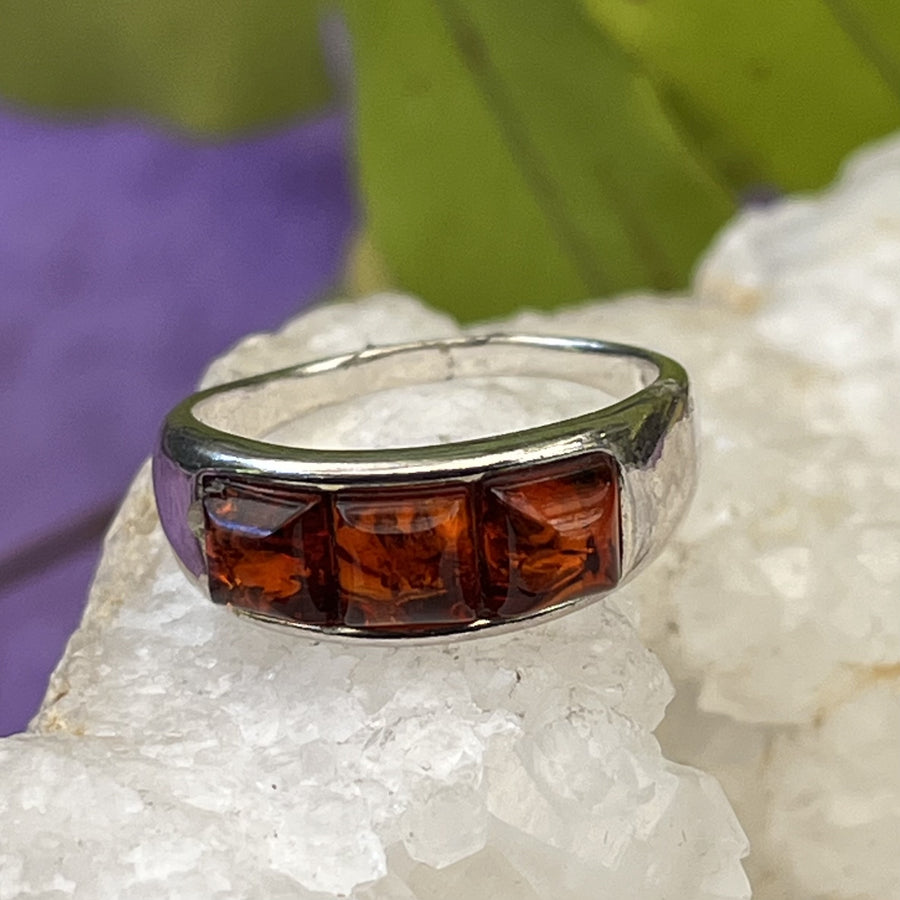 Ring Amber Square 3 Stone 0.4 cm | Carpe Diem With Remi