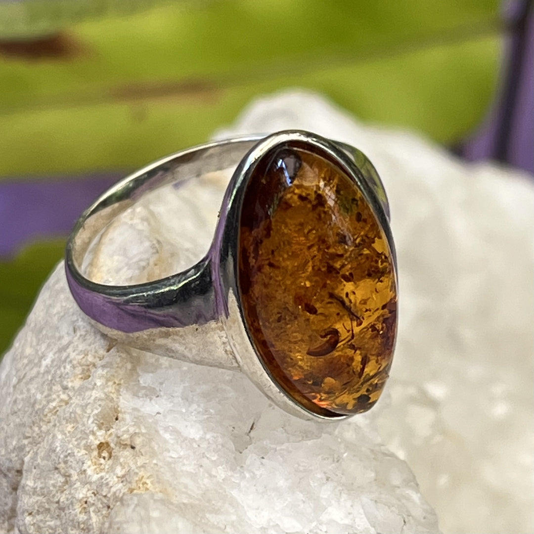 Ring Amber Oval Long 2.0 cm | Carpe Diem With Remi