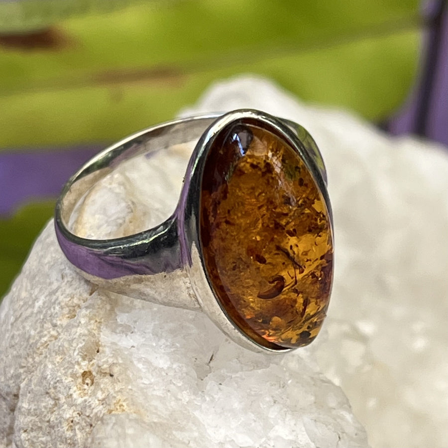 Ring Amber Oval Long 2.0 cm | Carpe Diem With Remi
