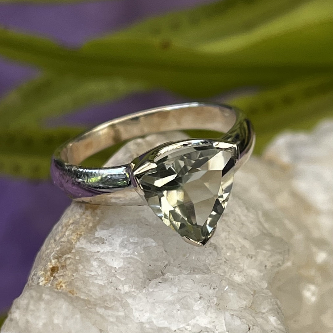 Ring Green Amethyst Facet 0.8 cm