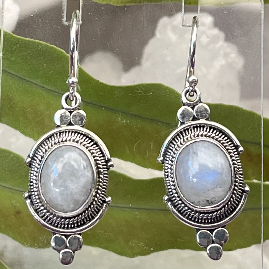 Earrings Rainbow Moonstone Filigree