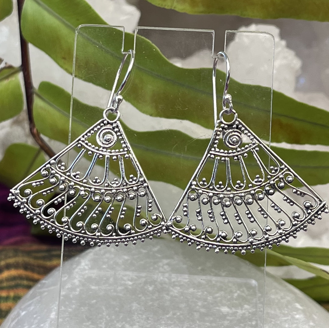 Earrings Fan on Silver 3.7 cm