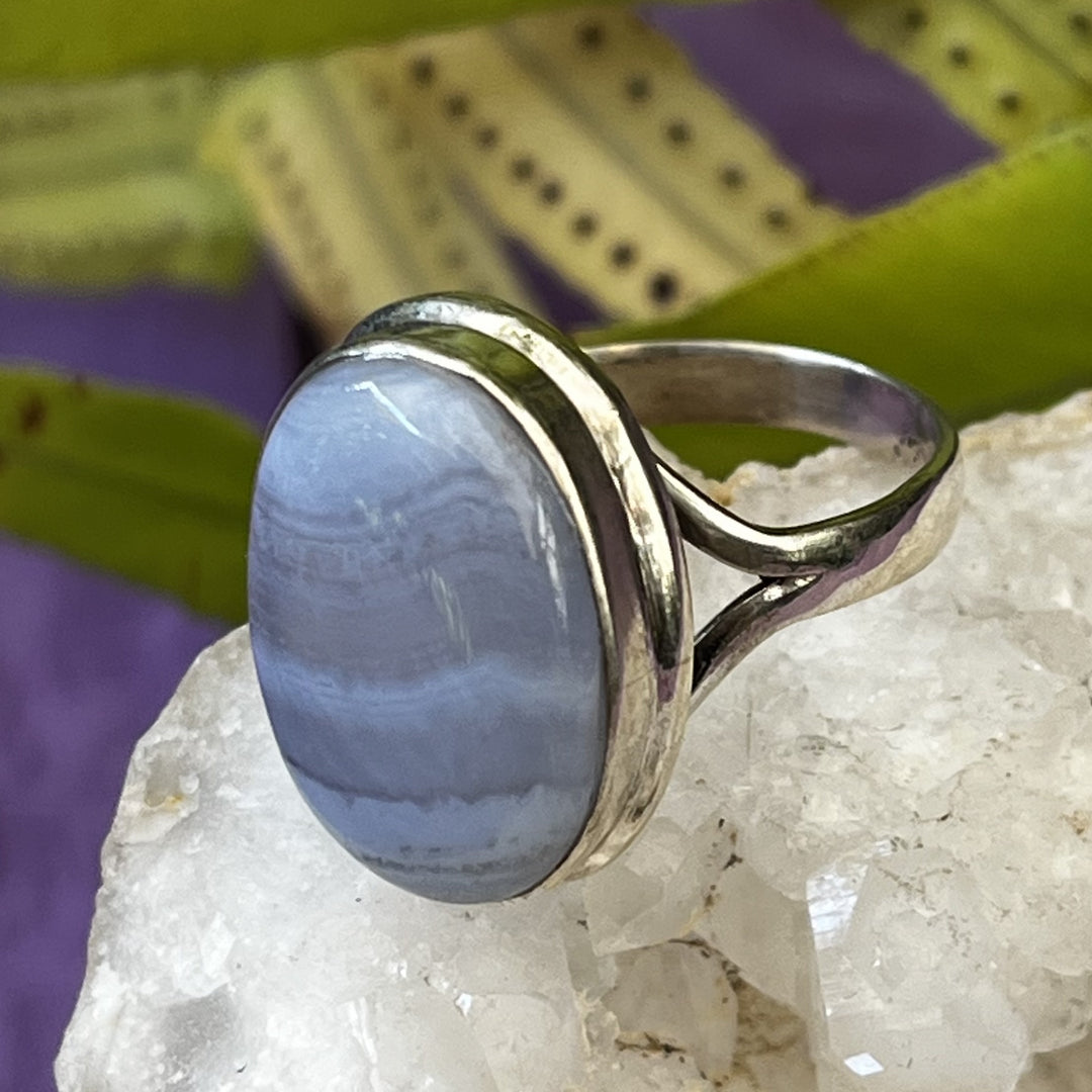 Ring Blue Lace Agate Round 1.70 cm
