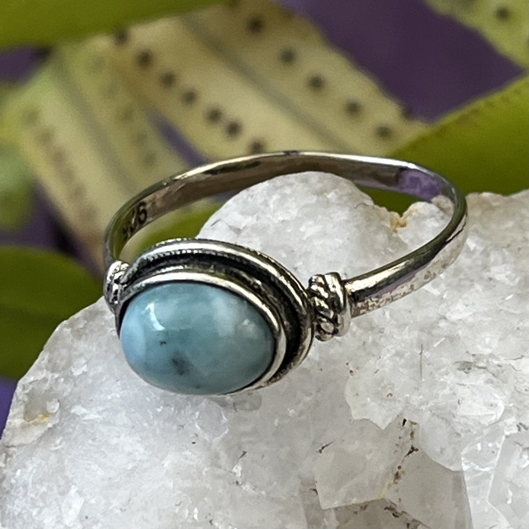Ring Larimar Oval Stone 0.70 cm
