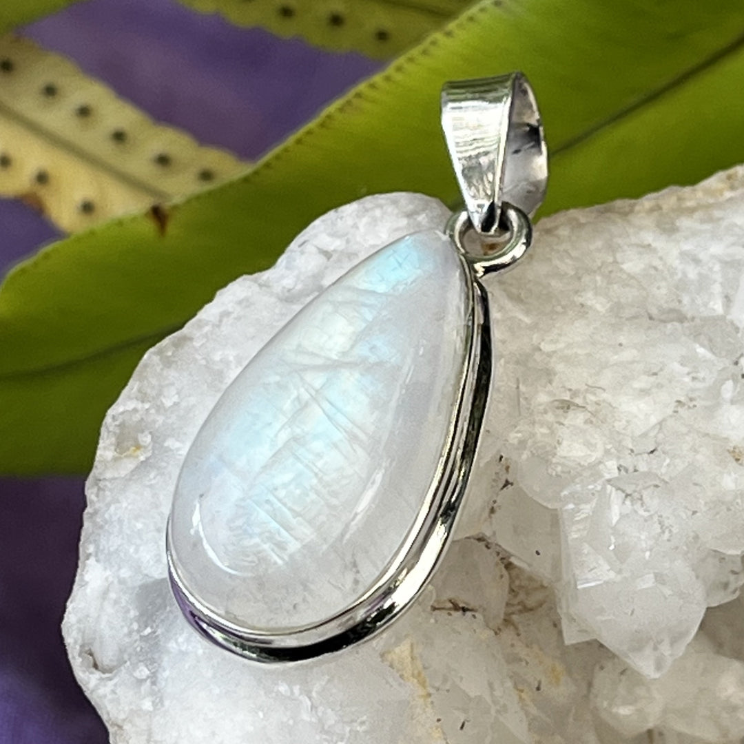 Pendant Rainbow Moonstone Teardrop 2.2 cm