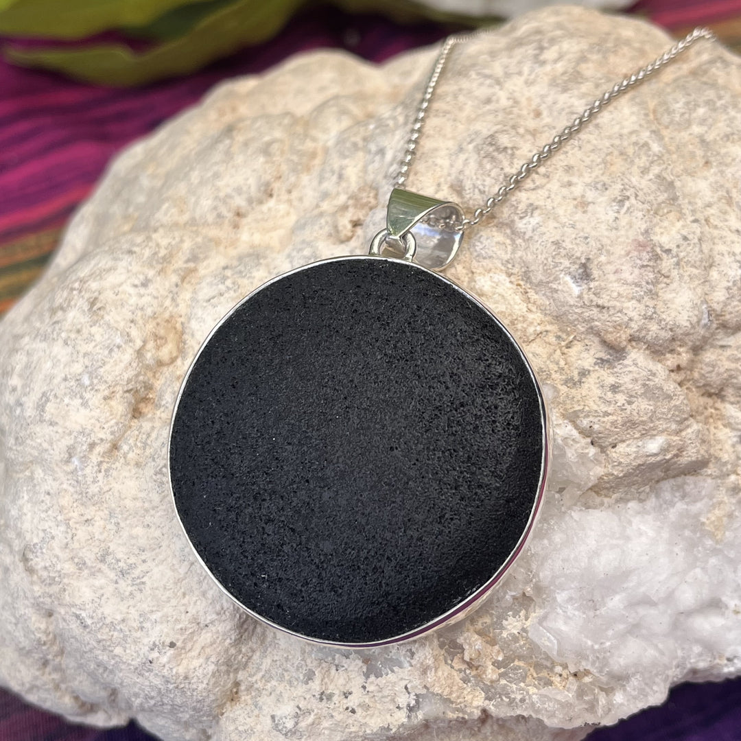 Necklace Lava Stone Round