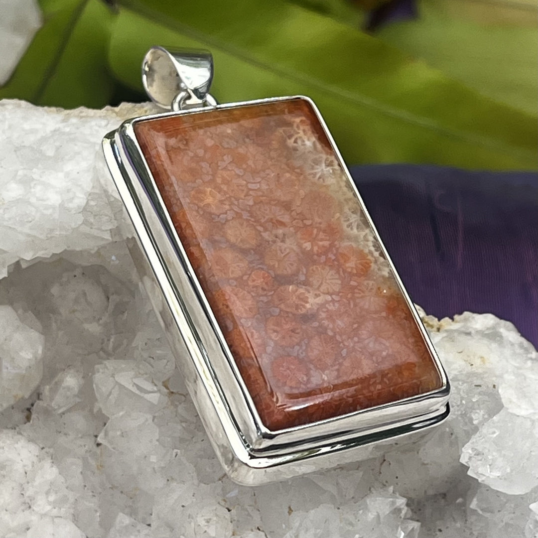 Pendant Fossil Coral Rectangle 5.1 cm
