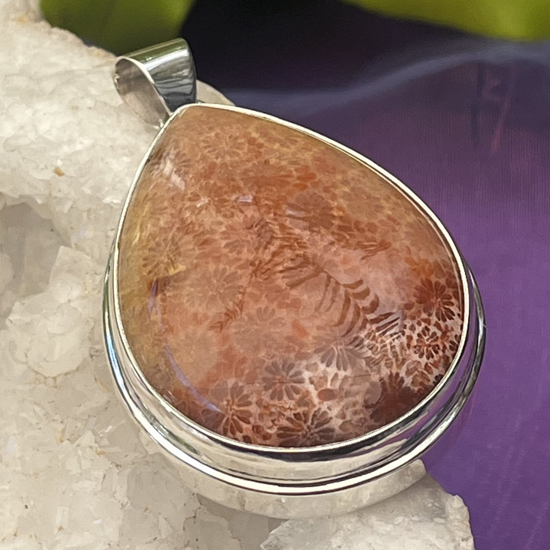 Pendant Fossil Coral Teardrop