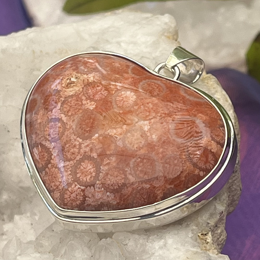 Pendant Fossil Coral Heart 4.5 cm