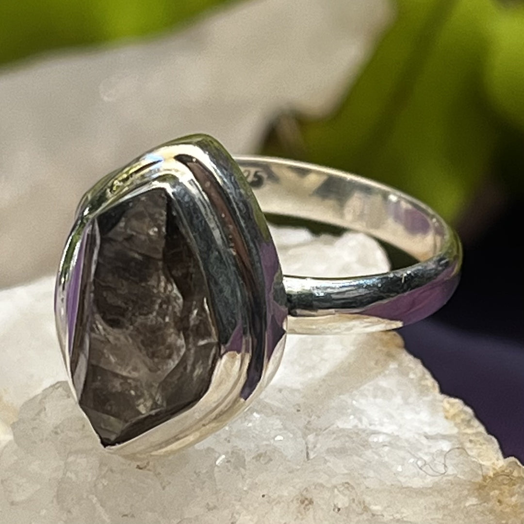 Ring Smokey Quartz Double Terminated Raw