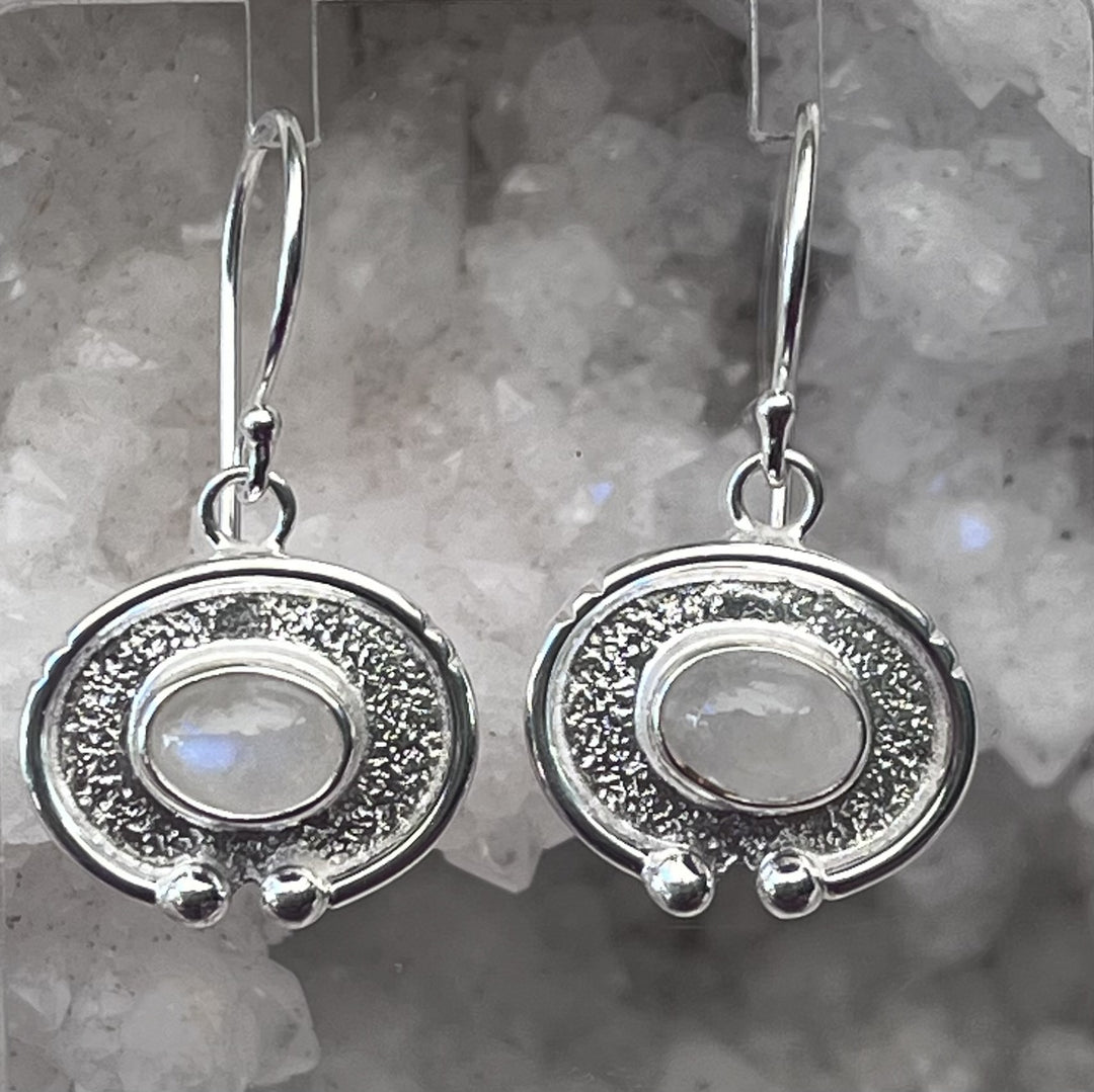 Earrings Rainbow Moonstone Oval Mini