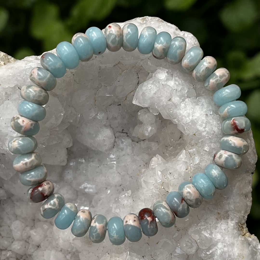 Bracelet Blue Shoushan Rondelle Beads