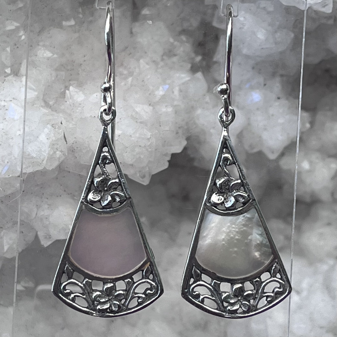 Earrings Shell Fan Design Filigree