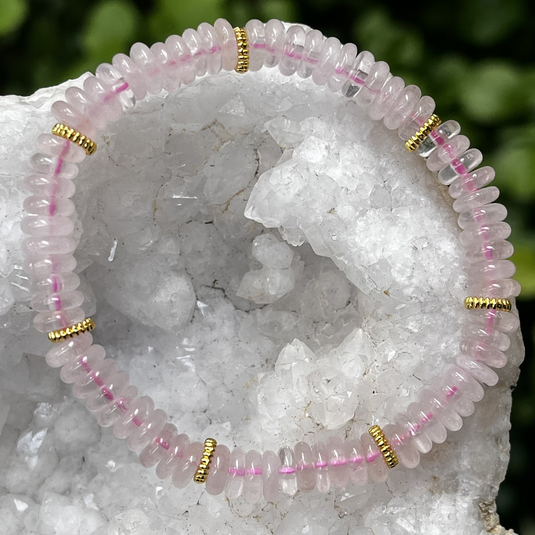Bracelet Rose Quartz Rondelle Beads