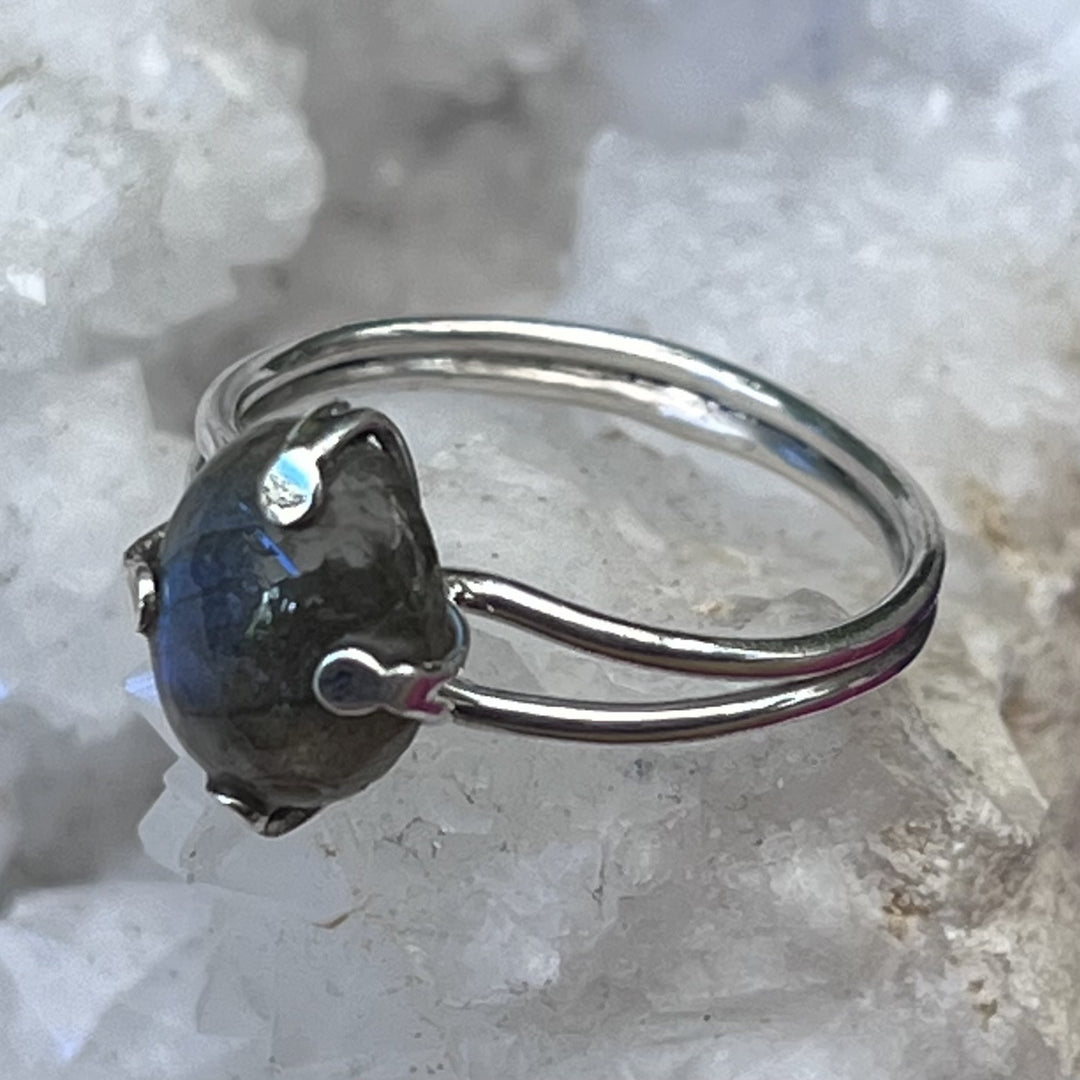 Ring Labradorite Claw Double Band