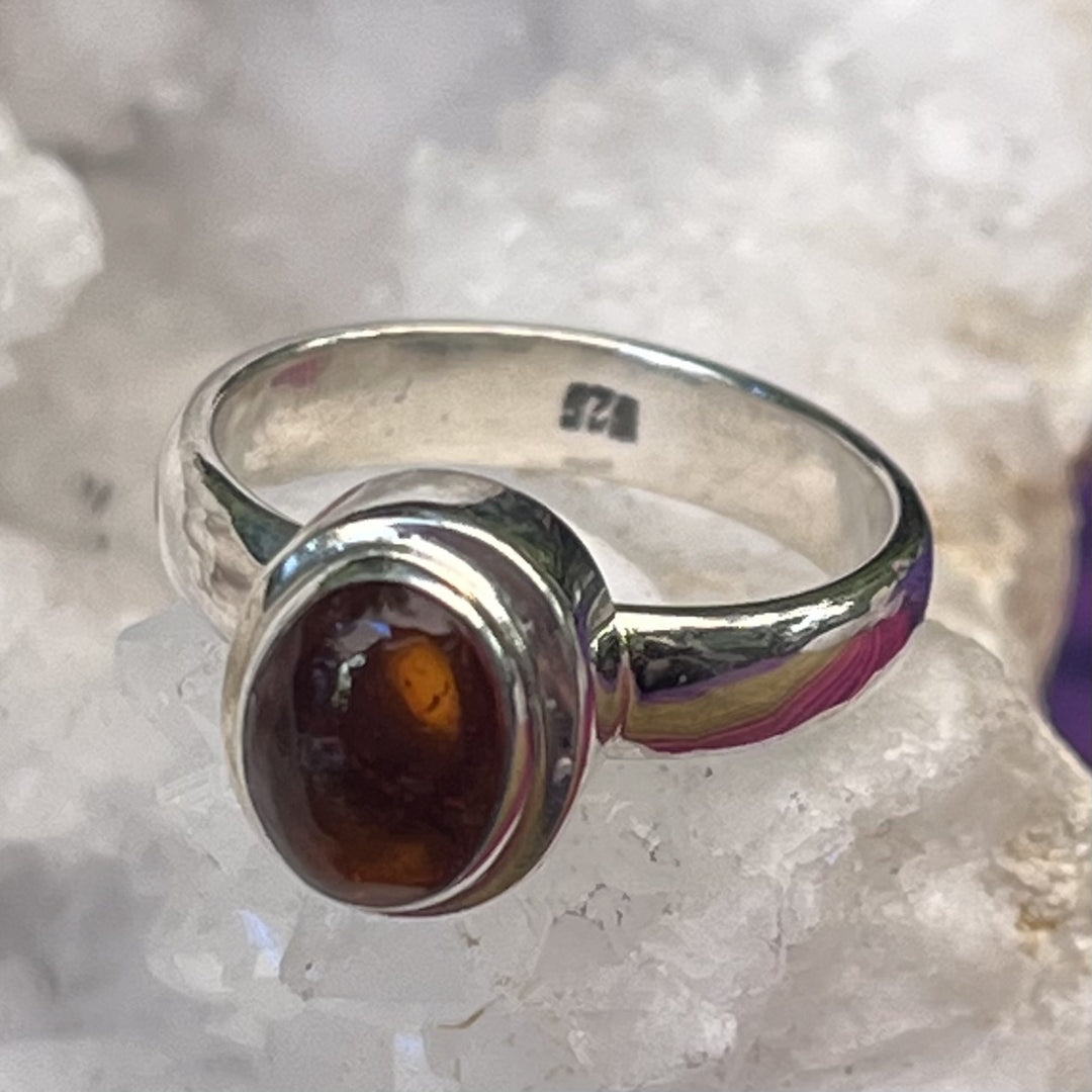 Ring Amber Oval Mini