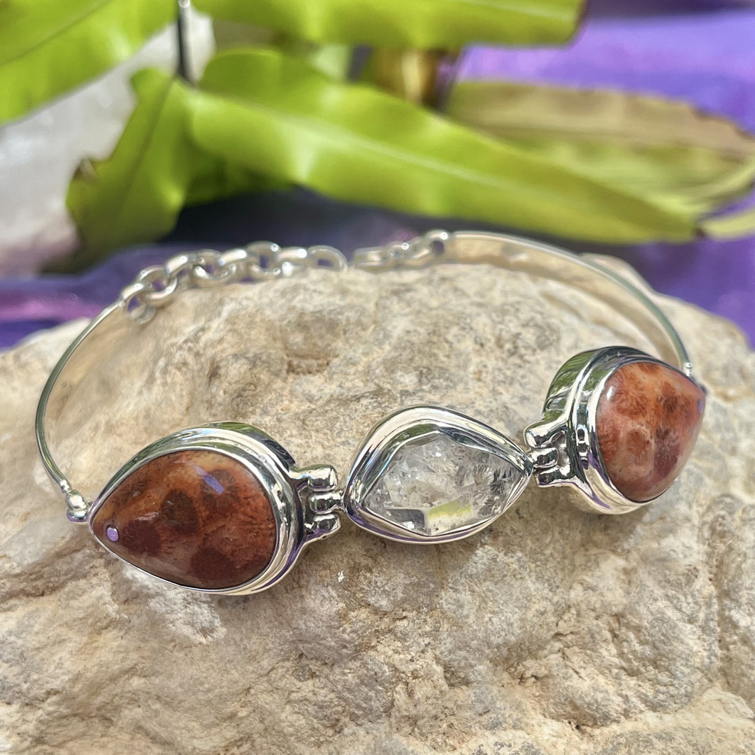 Bracelet Fossil Coral Herkimer Diamond