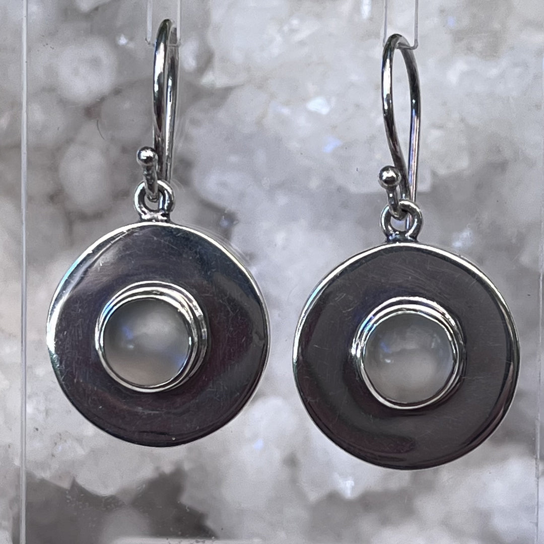 Earrings Moonstone Circle 3.2 cm