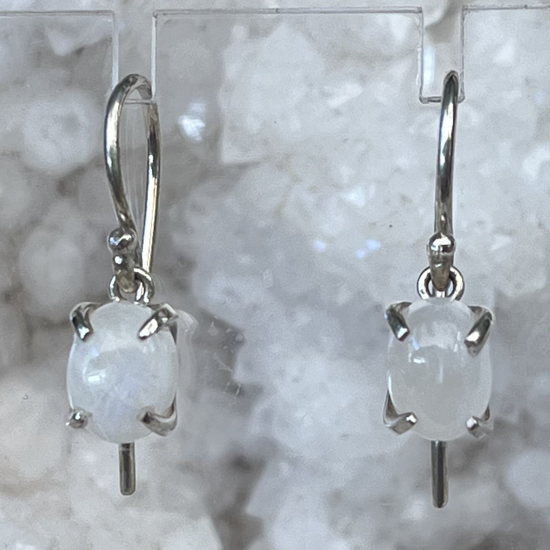 Earrings Rainbow Moonstone Claw Setting