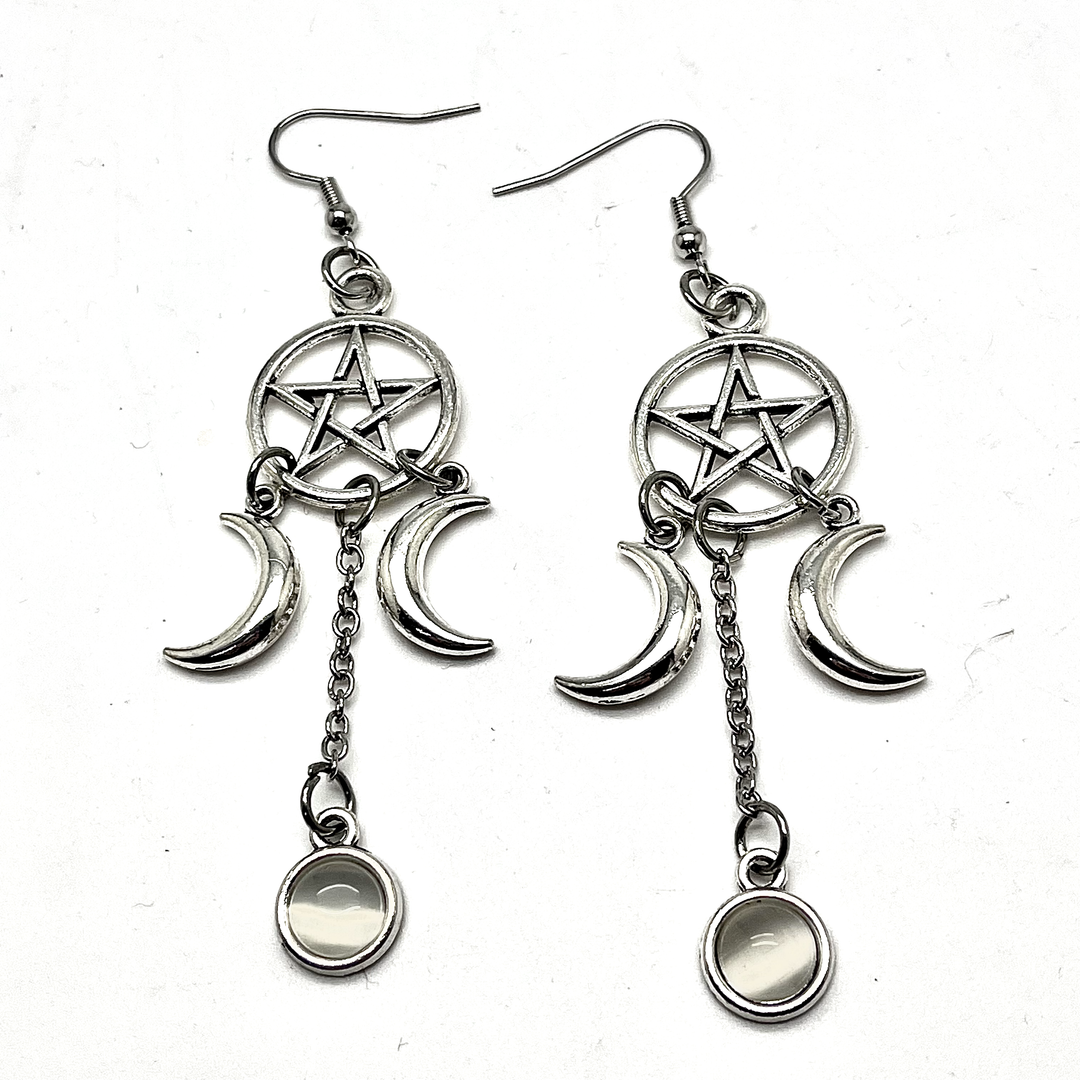 Earrings Pentagram Moon