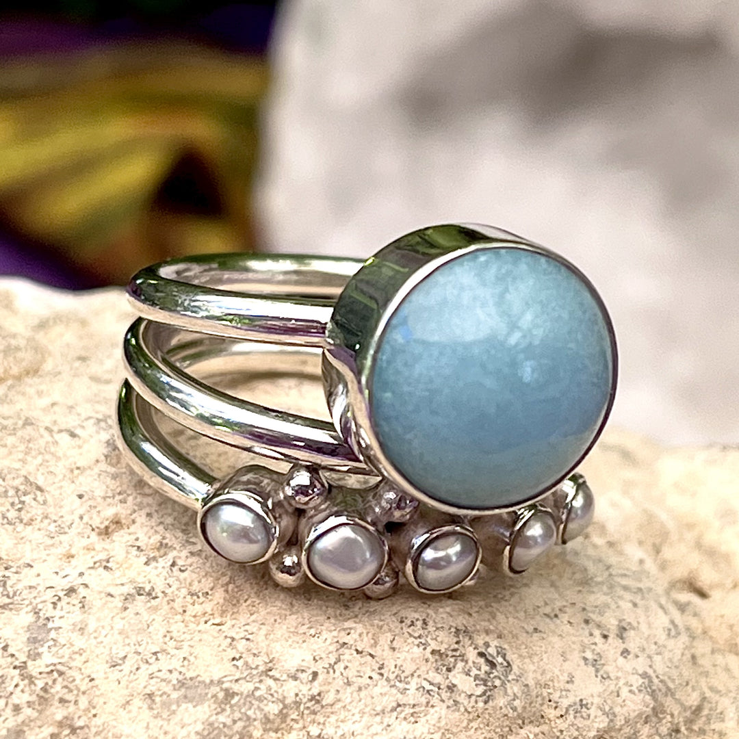 Ring Larimar Round 1.1 cm
