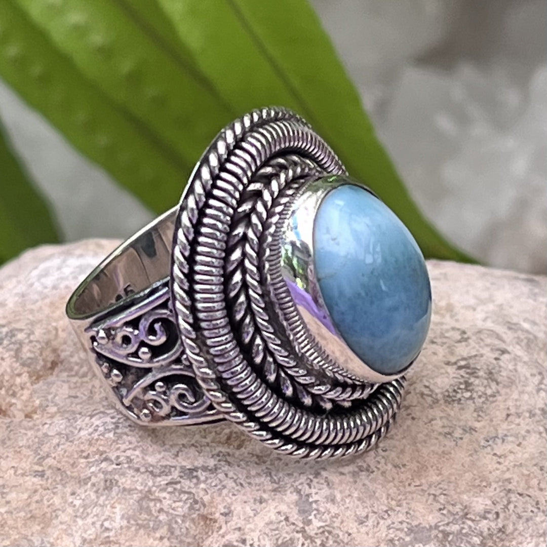 Ring Larimar Oval Disc 1.2 cm