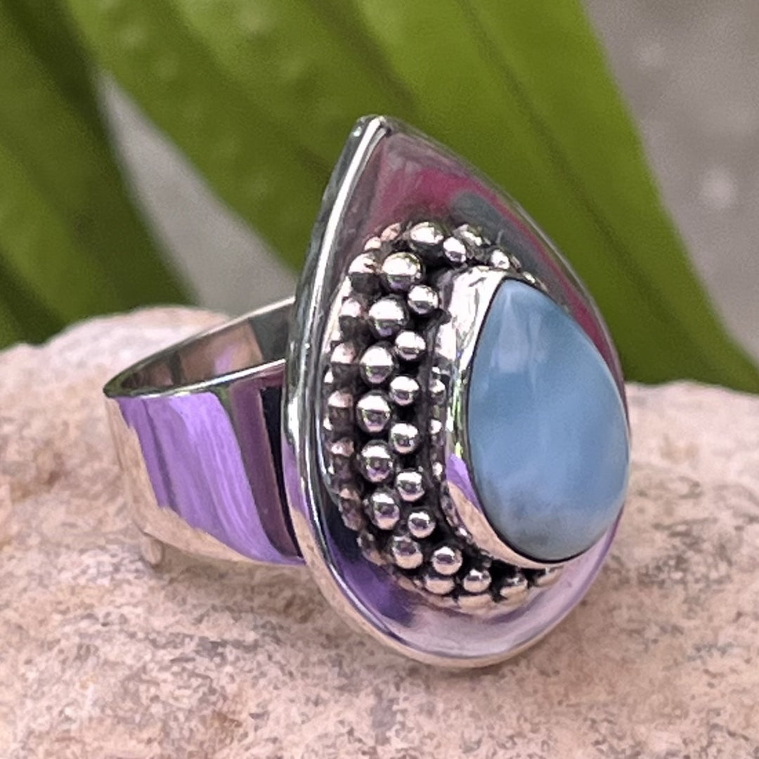 Ring Larimar Teardrop 1.1 cm