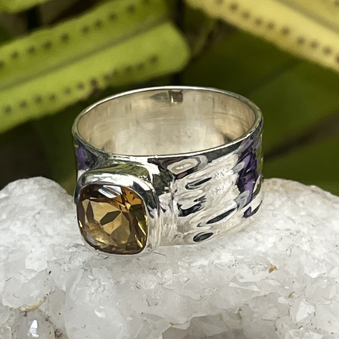 Ring Citrine Square Facet 0.6 cm