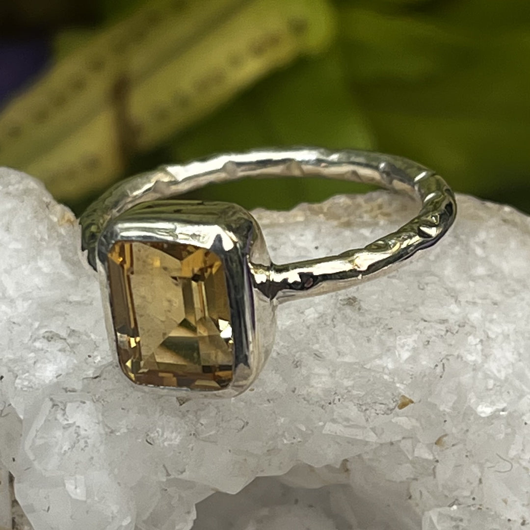 Ring Citrine Rectangle Facet 0.8 cm