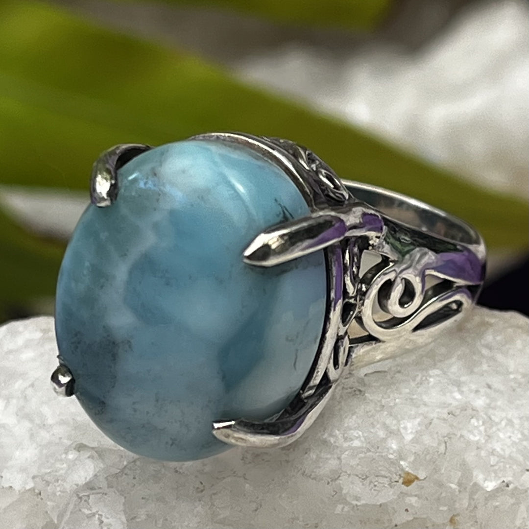 Ring Larimar Claw Spirals Oval 1.9 cm