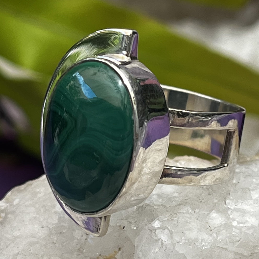 Ring Malachite Crescent Shield 1.7 cm