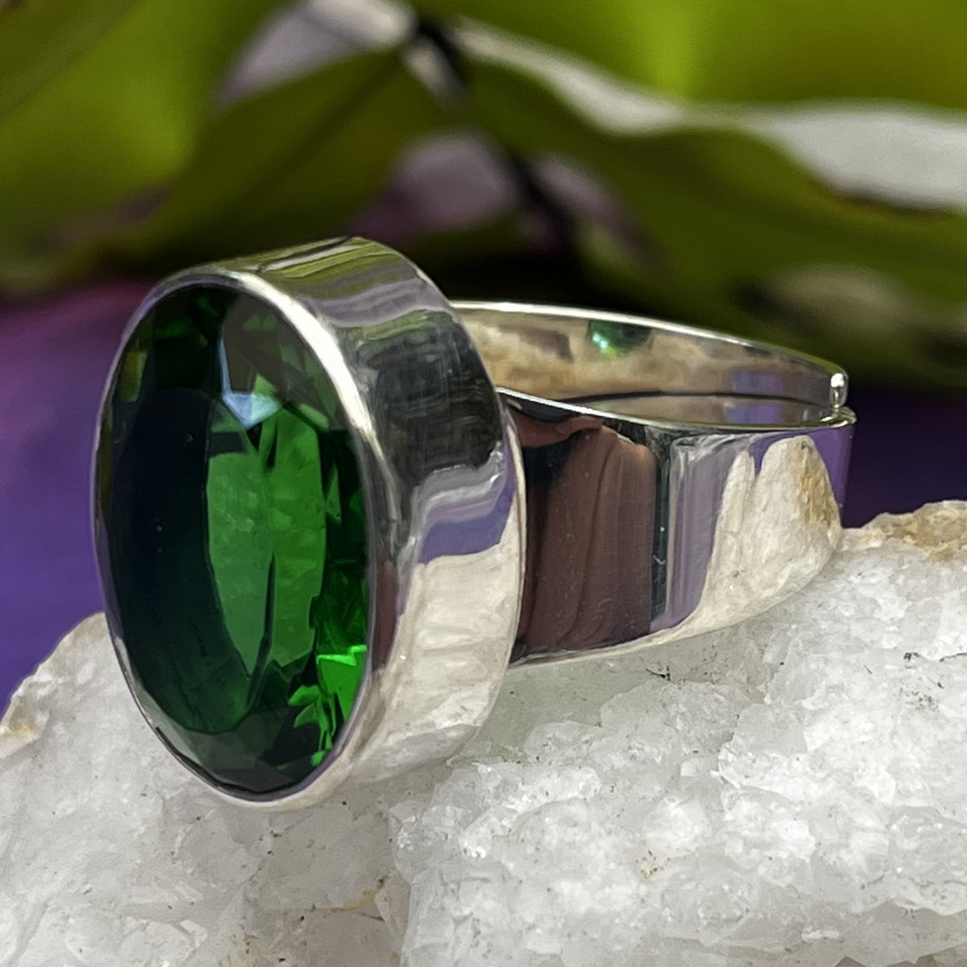 Ring Green Obsidian Facet XL 1.8 cm