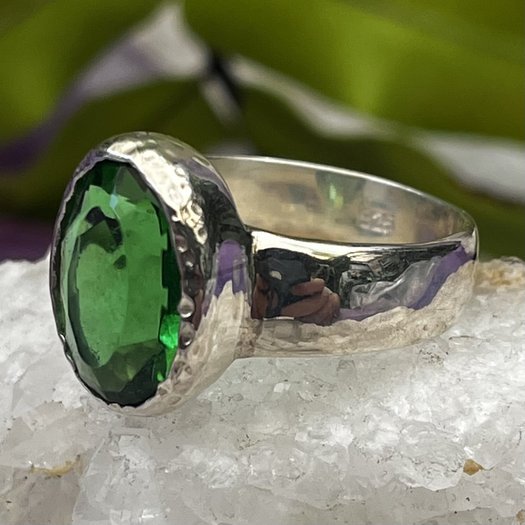 Ring Green Obsidian Oval Facet 1.2 cm