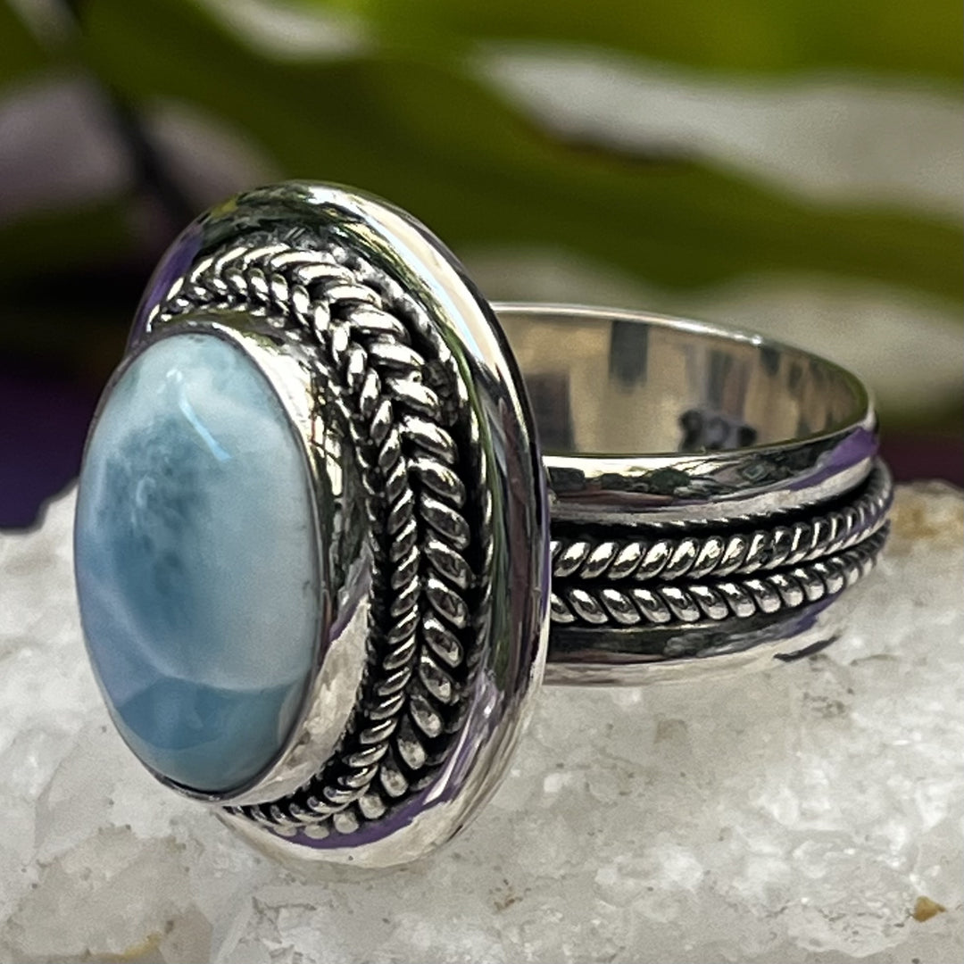 Ring Larimar Oval Twisted Rope 1.2 cm