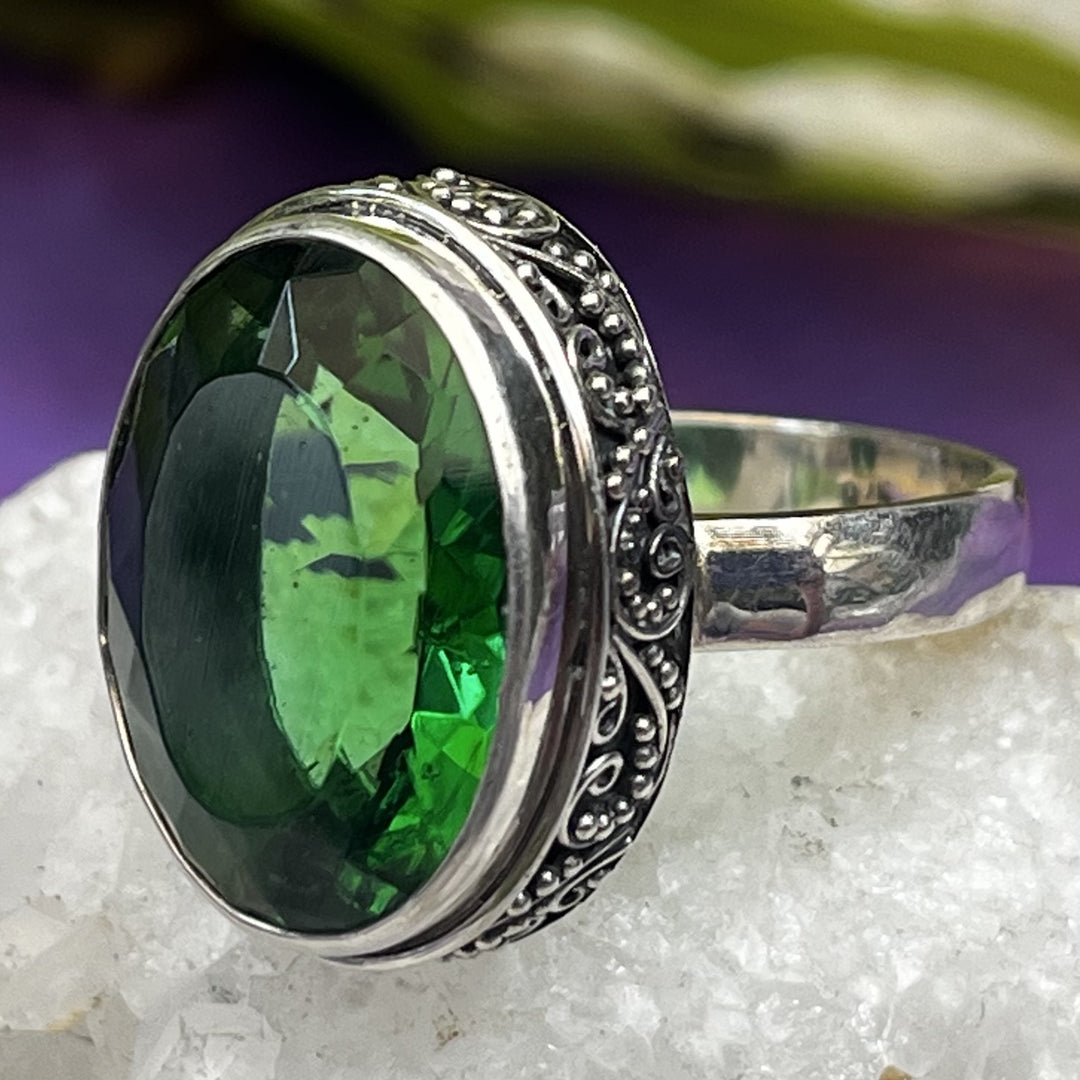 Ring Green Obsidian Oval Facet