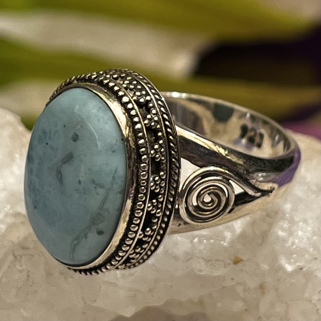 Ring Larimar Spiral Oval 1.5 cm