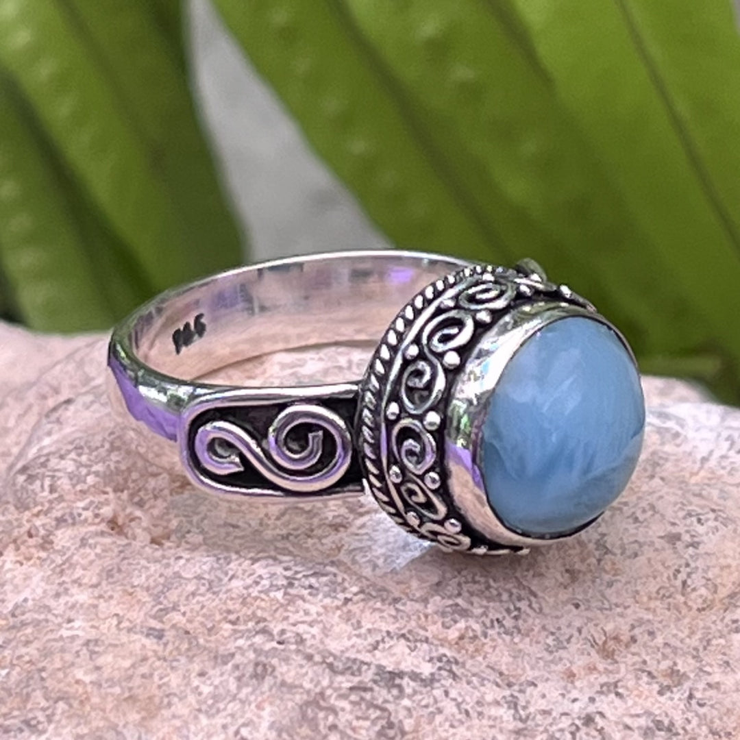 Ring Larimar Round Filigree 0.9 cm