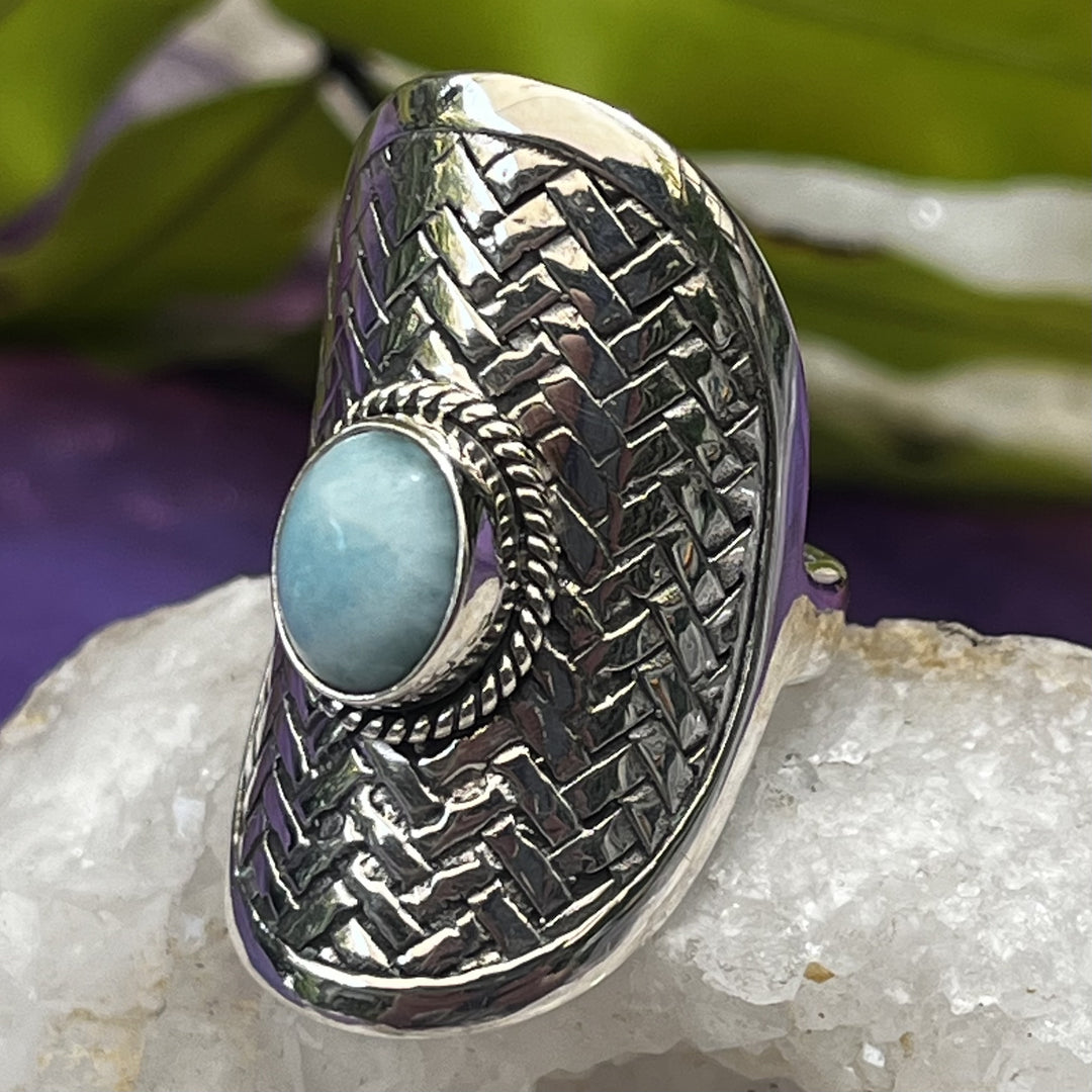 Ring Larimar Shield Oval 0.8 cm