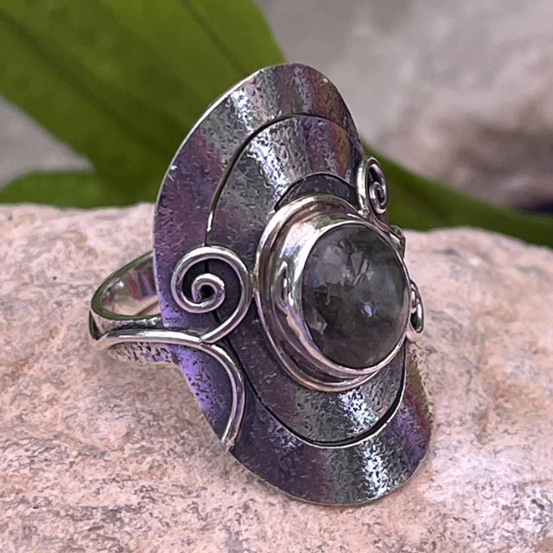 Ring Labradorite Oval Disc Filigree
