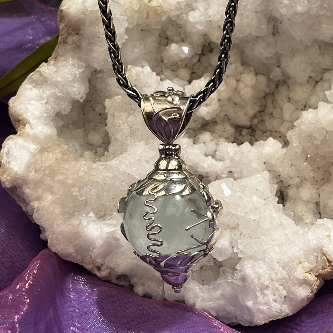 Necklace Blue Obsidian Sphere Dragonflies